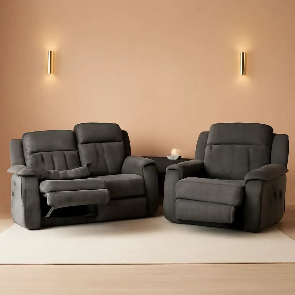 Grey Zero Gravity Reclining Sofa Set With Adjustable Headrest from PriceLows™