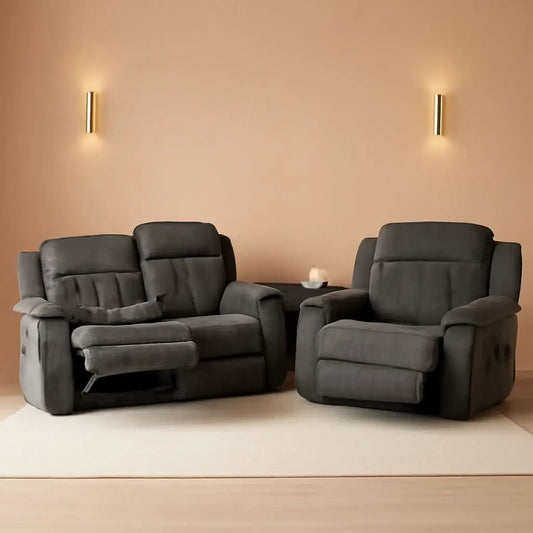 Grey Zero Gravity Reclining Sofa Set With Adjustable Headrest from PriceLows™