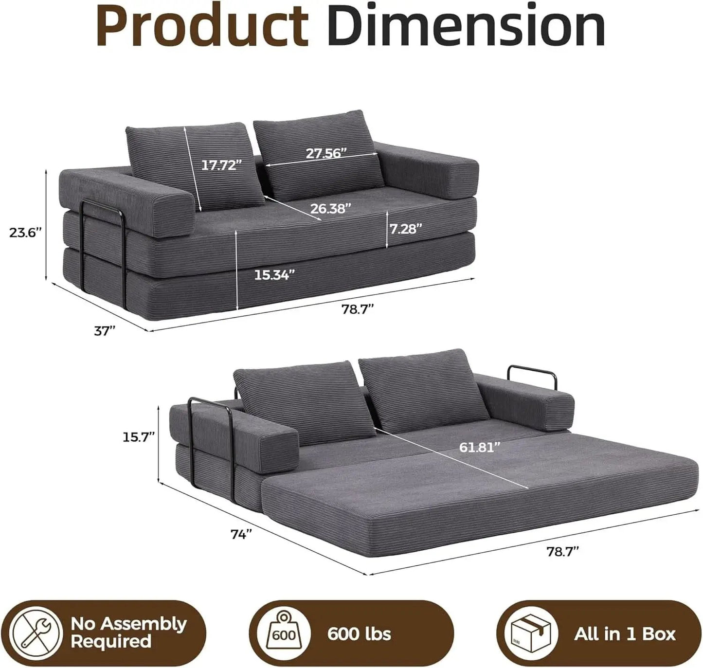 Corduroy Four In One Transformational Sleeper Sofabed from PriceLows™