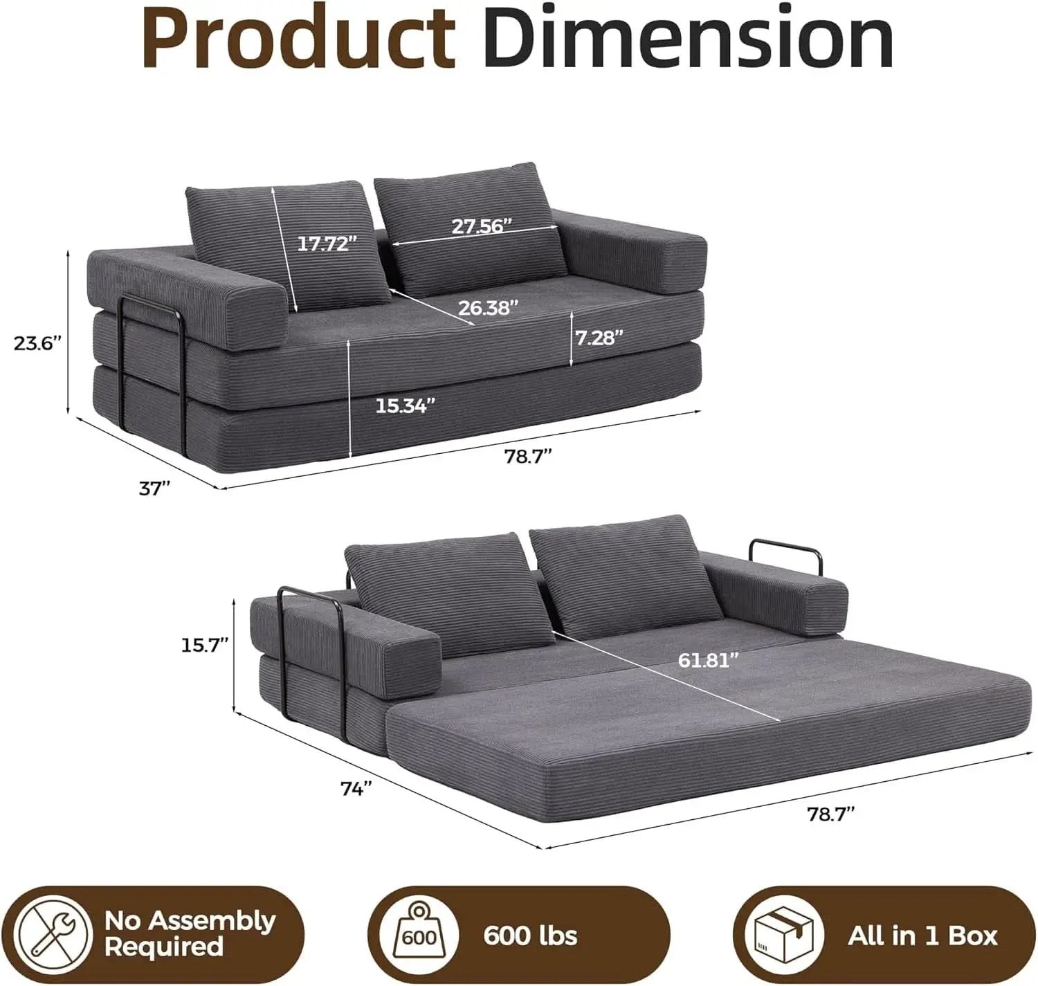 Corduroy Four In One Transformational Sleeper Sofabed from PriceLows™