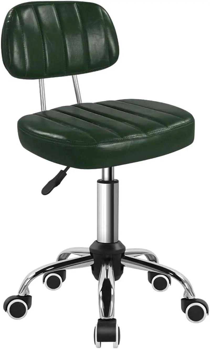 Green Height Adjustable Swivel Stool With Wheels Backrest from PriceLows™