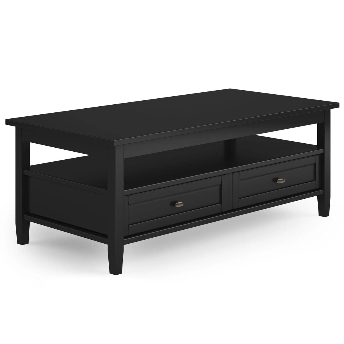 Warm Shaker Solid Wood Table | Bottom Drawer | Open Shelf Storage