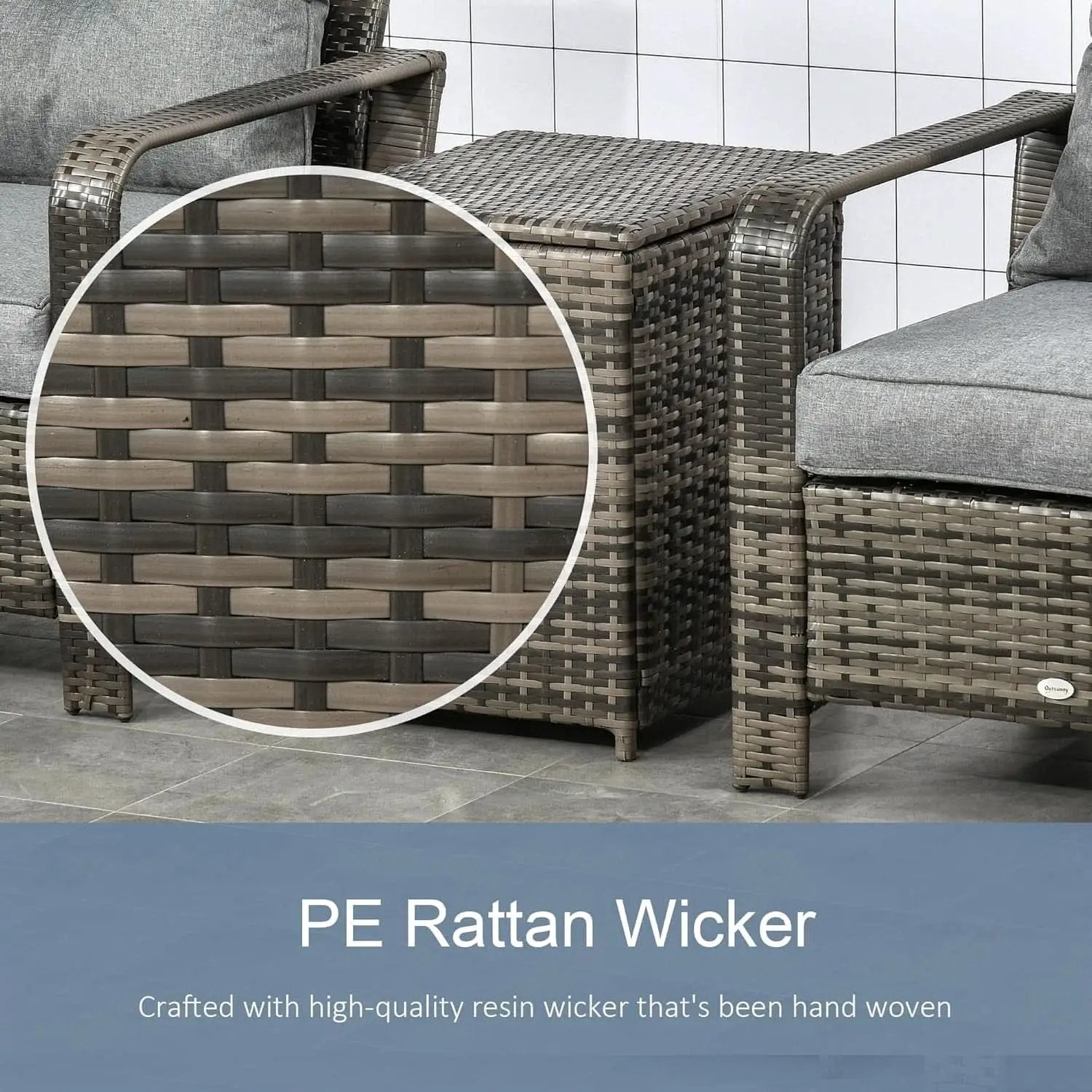 Three Piece Patio Furniture Set with Cushions and Table from PriceLows™
