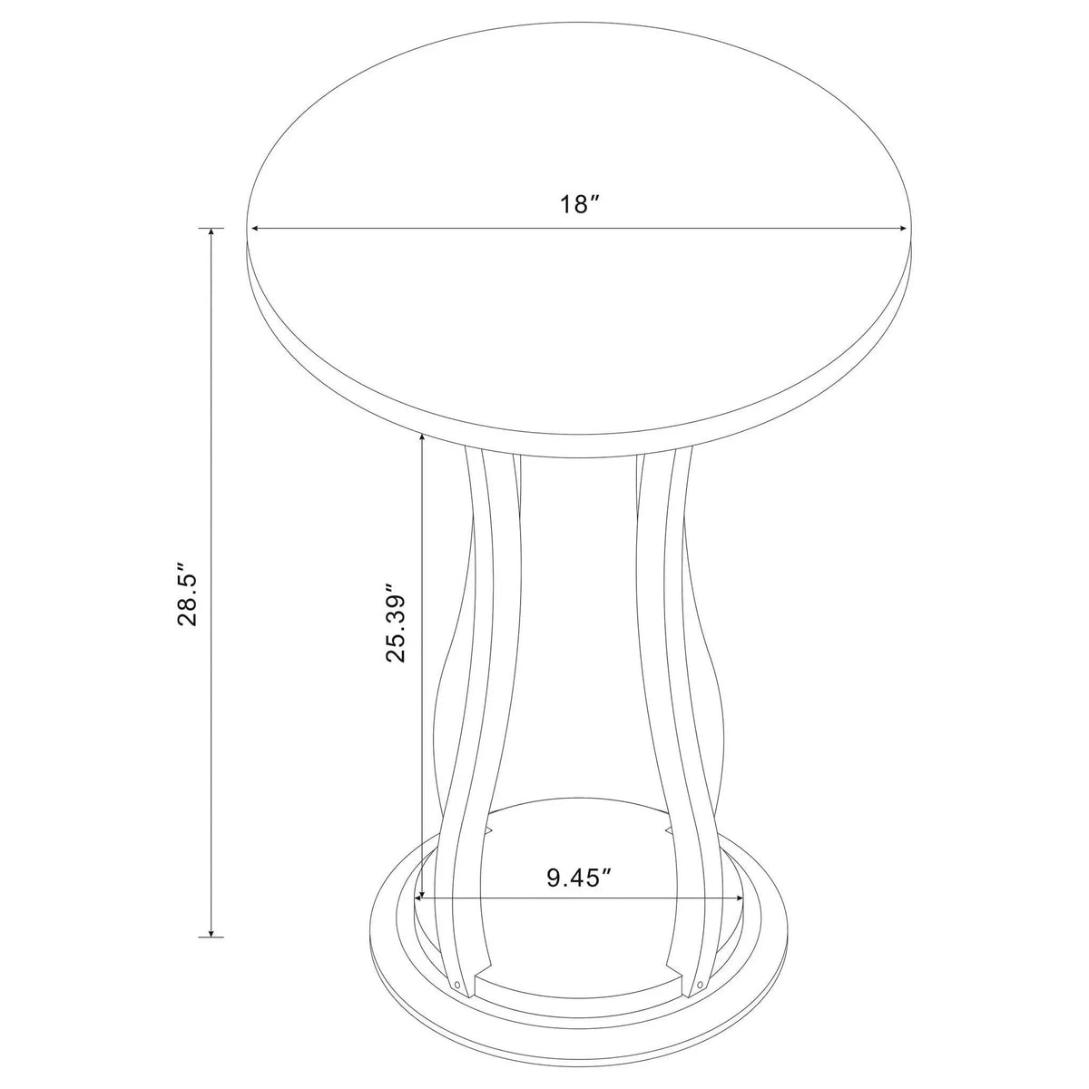 Elton Round Wood Top Accent Plant Stand | 18 x 18 x 28.5 in | Rubberwood & Engineered Wood | Cherry