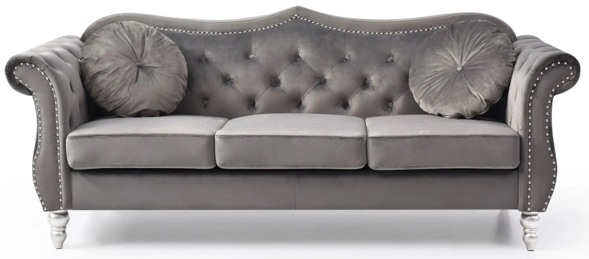 Hollywood Sofa | Updated Glam Design | Hand-Applied Nailhead Trim | Pocketed Coil Cushions