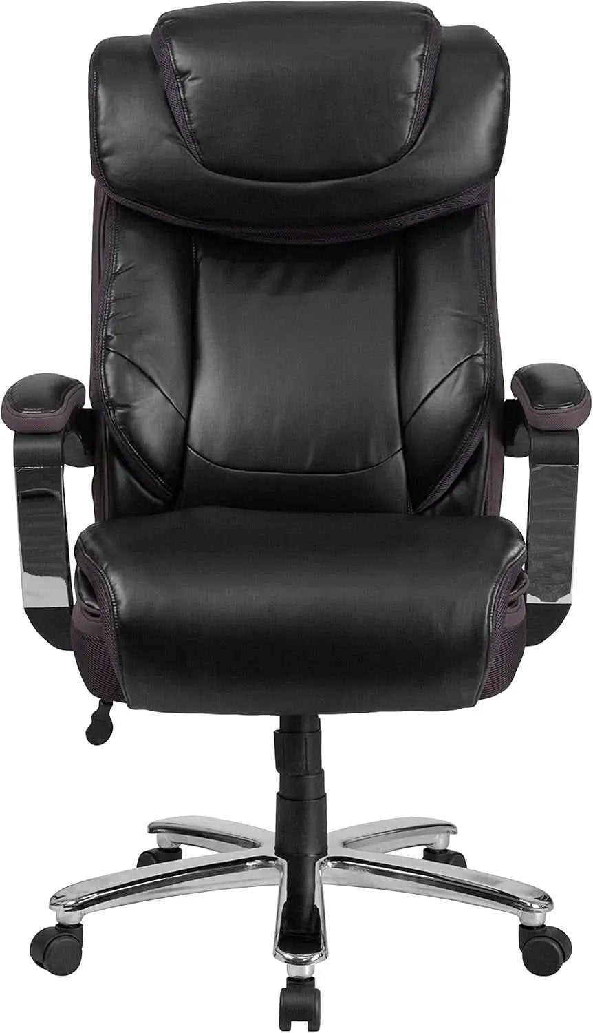 High-Back Headrest Ergonomic Office Chair Black LeatherSoft from PriceLows™