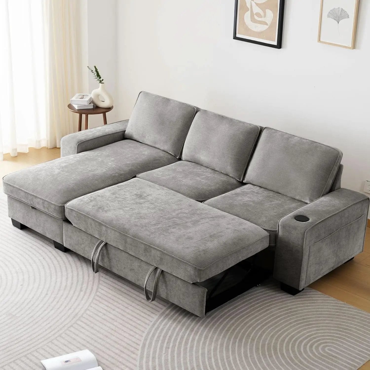 Gray 99In LShaped Memory Foam Cushion Sleeper Sofa Covers from PriceLows™