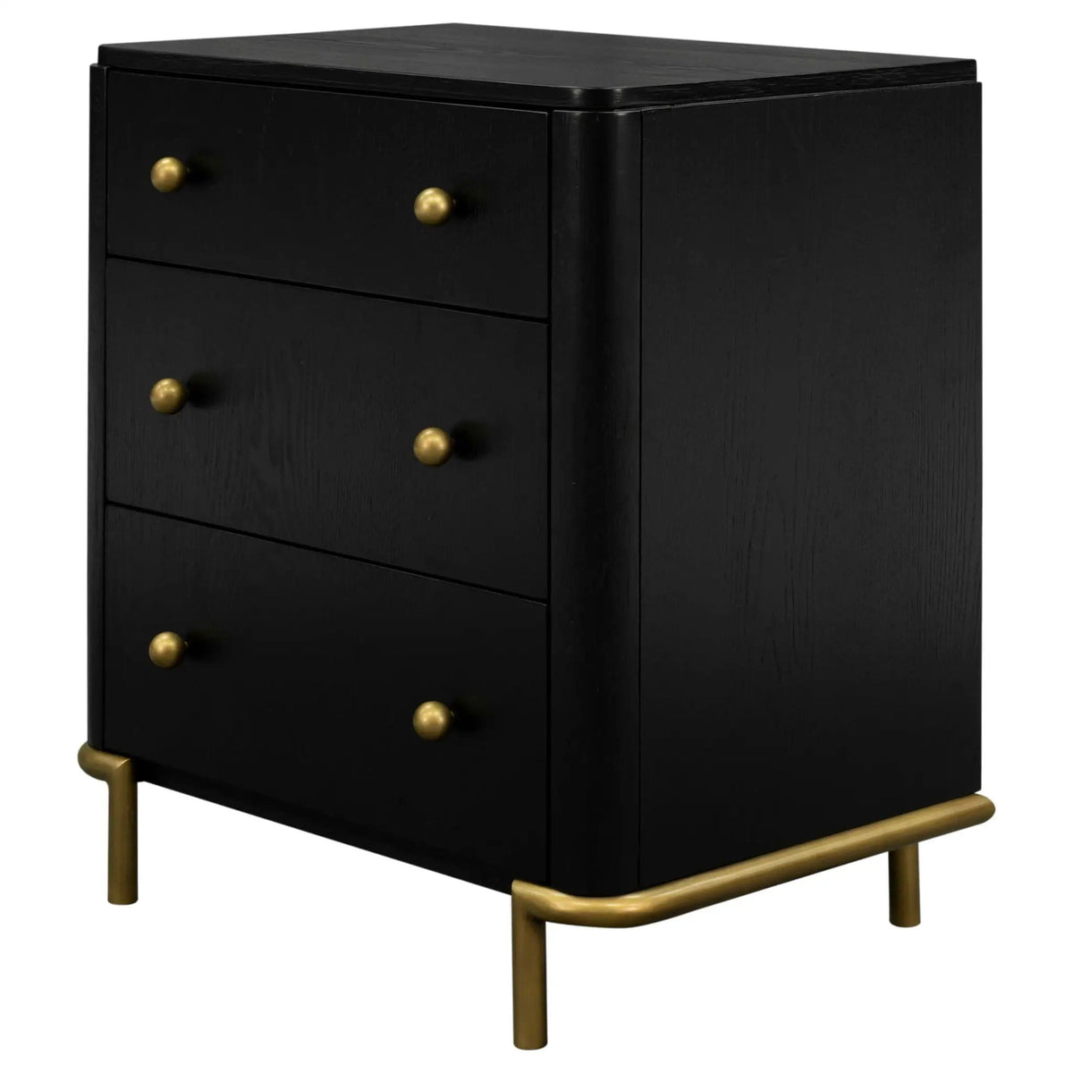 Arini 3-drawer Nightstand | 26 x 18 x 29 in | Metal & Veneer | Black