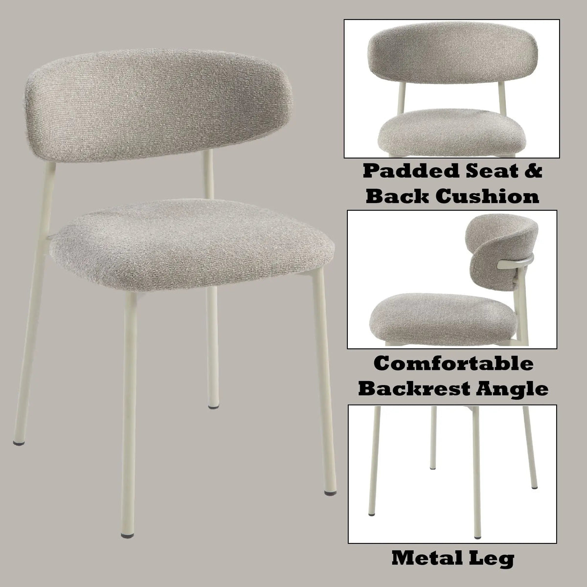 Ingram Side Chairs | Set Of 2 | Light Gray | Durable Metal Frame