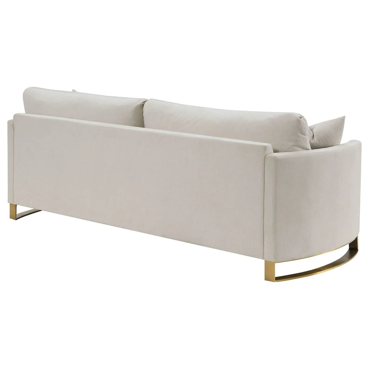 Corliss Upholstered Curved Track Arm Sofa | 91 x 36.5 x 36 in | Velvet & Stainless Steel | Beige
