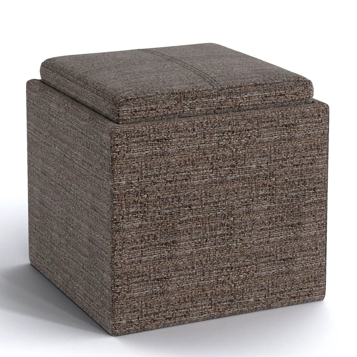 Rockwood Upholstered Cube Ottoman | Flip Over Serving Tray | Large Interior Storage | 16.9 Inch Cube
