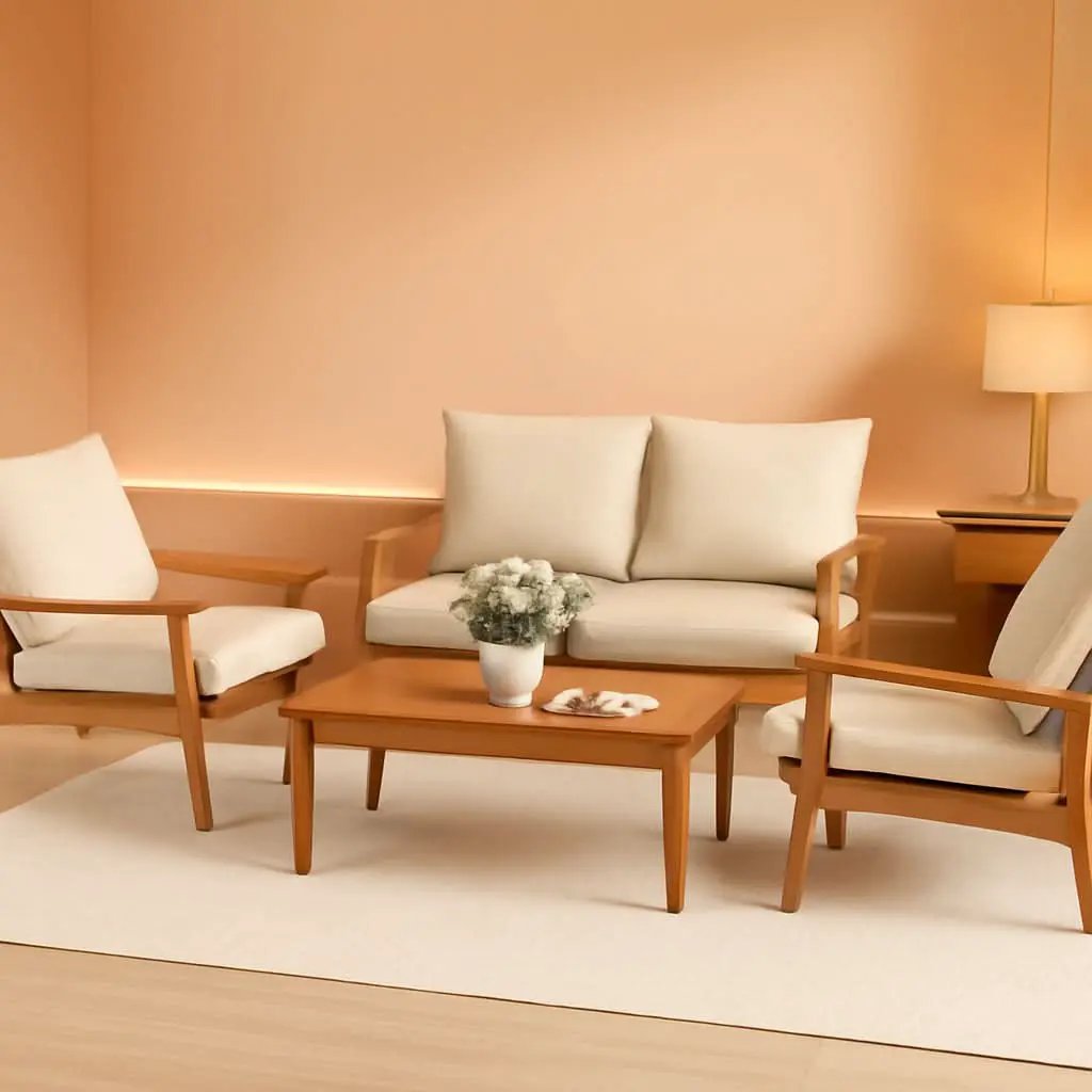 Outdoor Acacia Wood Patio Set With Cushions And Coffee Table from PriceLows™