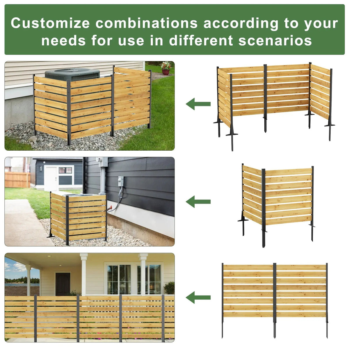 Outdoor Privacy Screen | Cedar Wood | Aluminum Frame | Pool And Equipment Enclosure