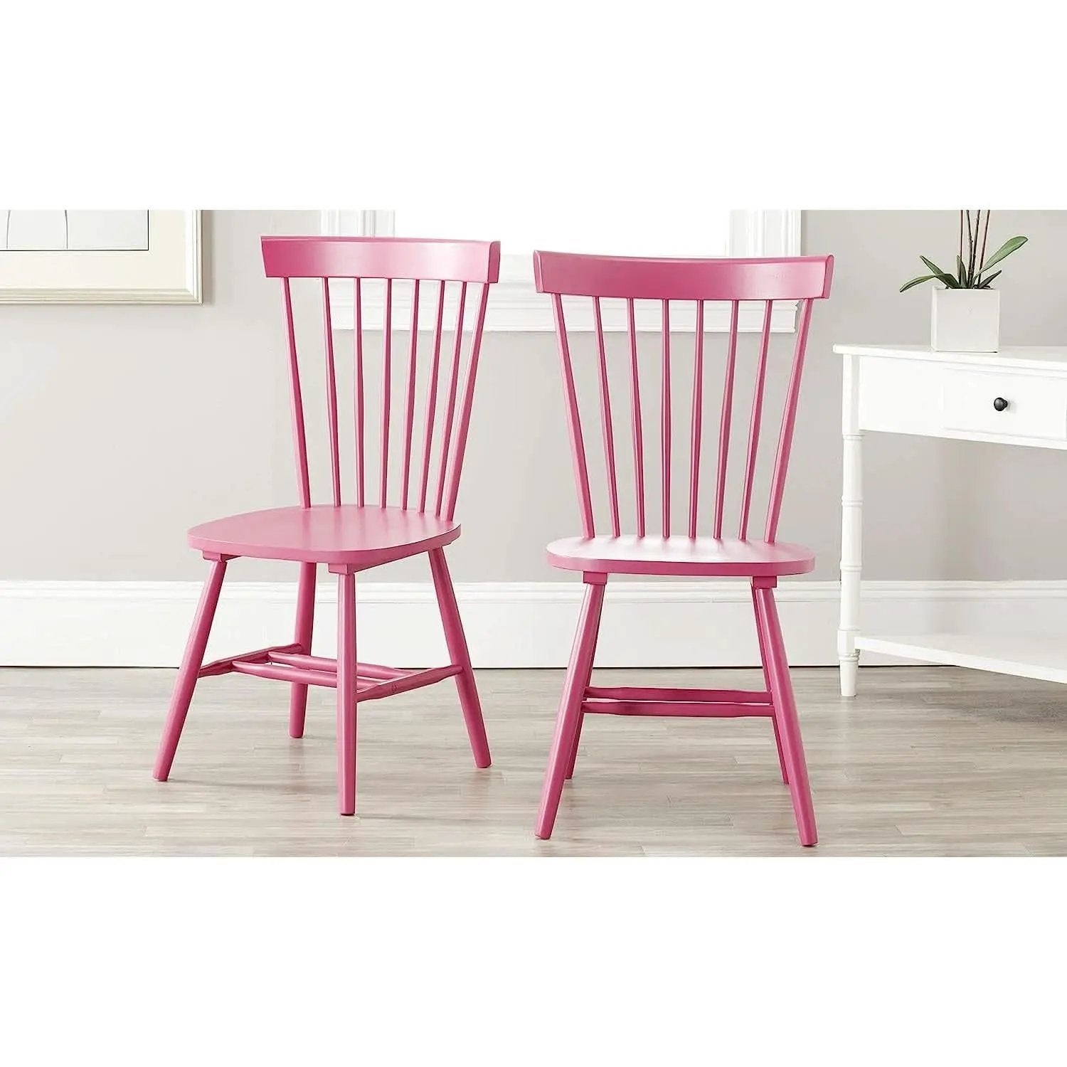 Raspberry Pink Spindle Side Chair Set of 2 Solid Oak from PriceLows™