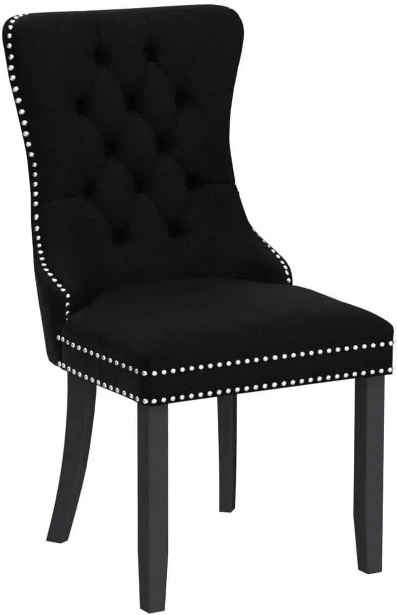 Black Velvet Tufted Dining Chairs With Nailhead Trim from PriceLows™