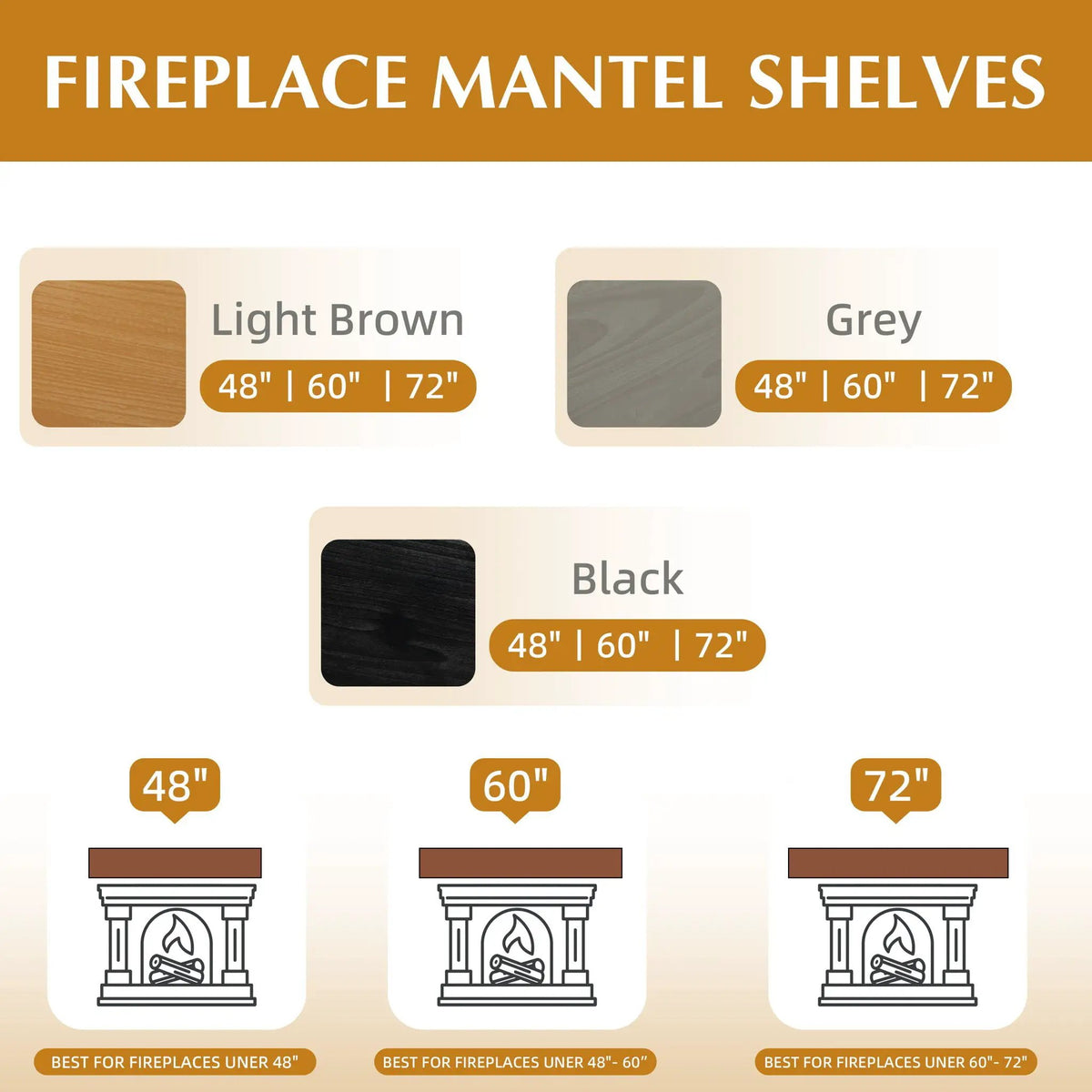 Fireplace Mantel Floating Shelf | 50 Lb Heavy Duty | Rustic Modern