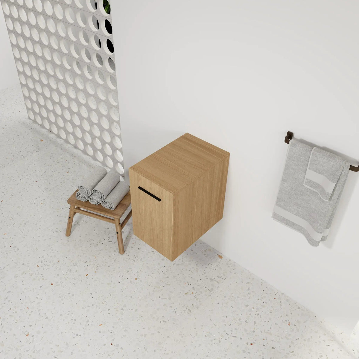 Floating Bathroom Vanity | Single Door | Plywood | Light Oak