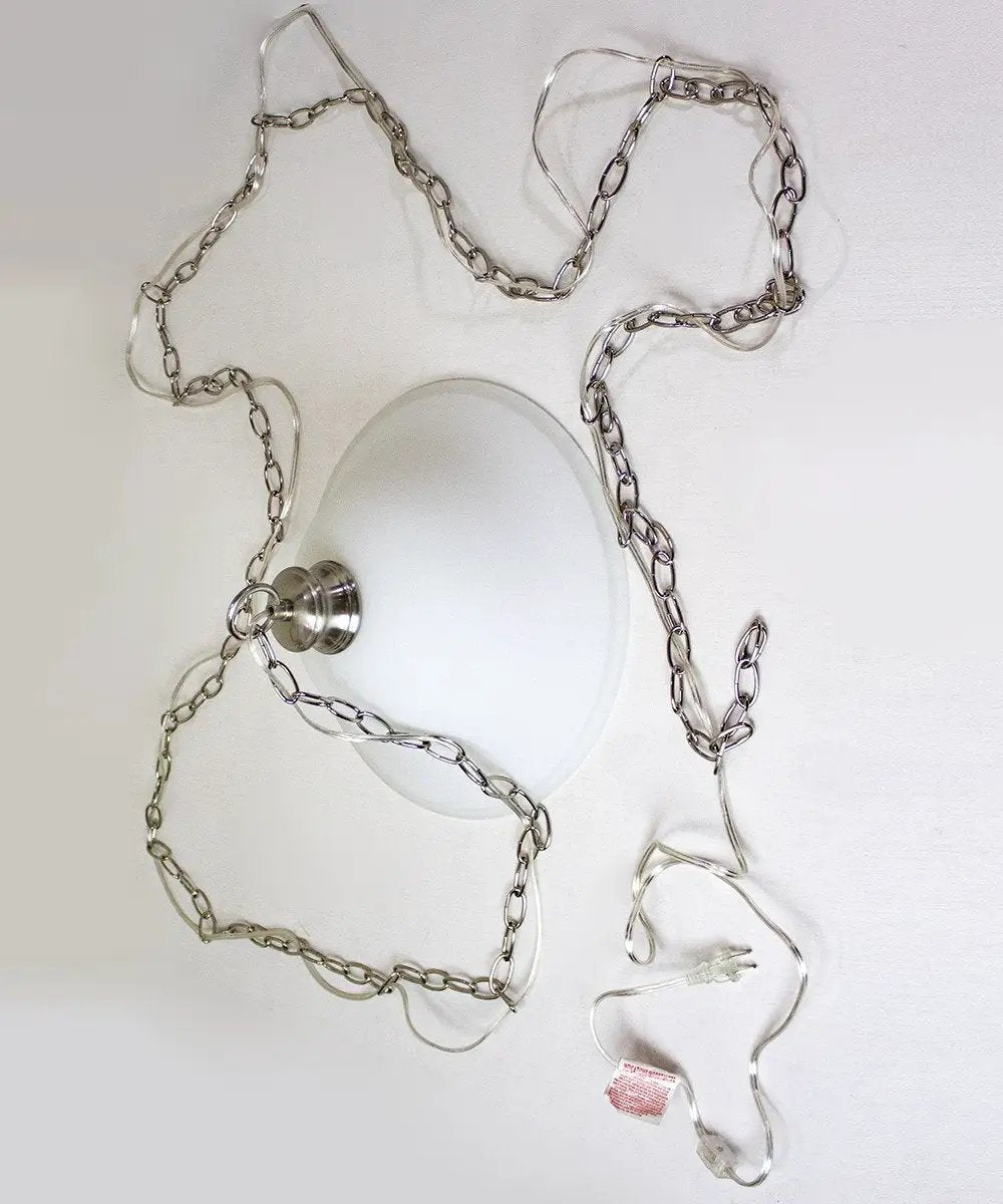 Swag Pendant Light | Plug In Design | Milky White Glass Shade | 16 Inch Width