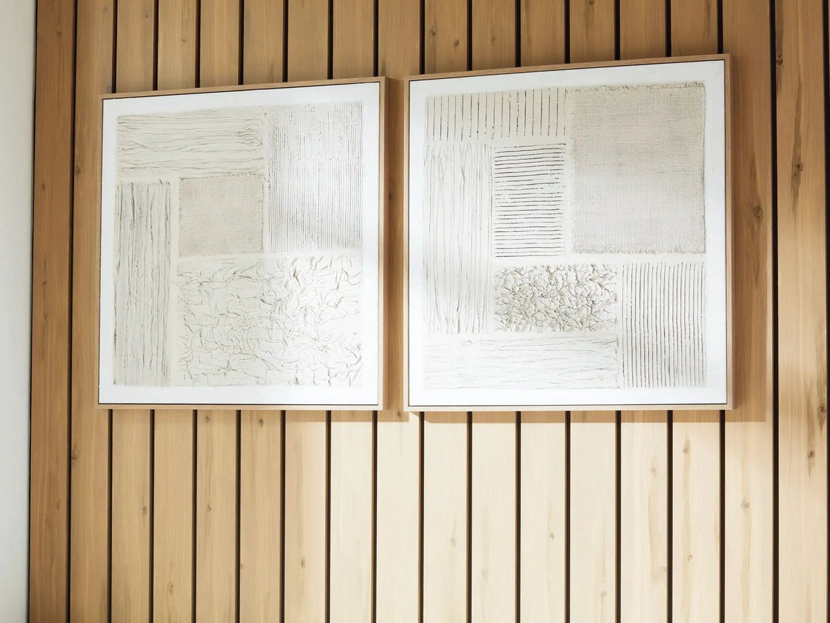 Andorfield Wall Art Set (Set of 2) | 40 x 1.63 x 40 in | Fabric | Beige / Black / White