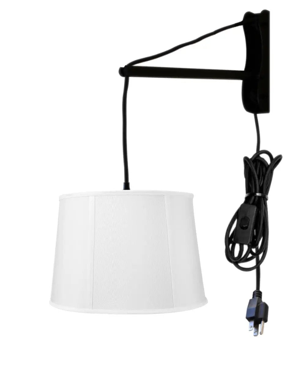 Plug In Wall Mount Pendant Light | 12 Inch Width | 1 Light | Black Cord Arm