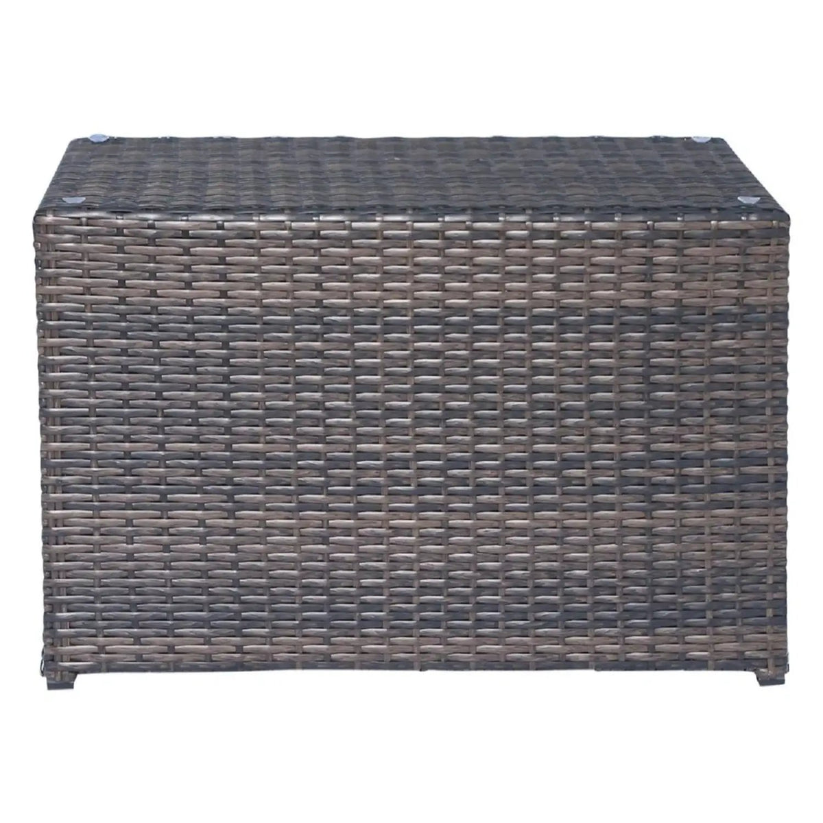 Modern Wicker Outdoor Seating Set | 3-Piece | Glass-Top Coffee Table | 5 Inch Cushions
