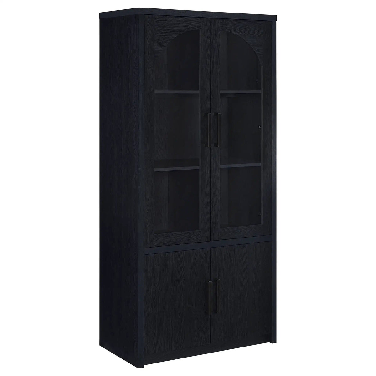 Riva 4-door Tall Accent Display Cabinet LED Lighting | 35.5 x 15.5 x 70.75 in | Glass | Black