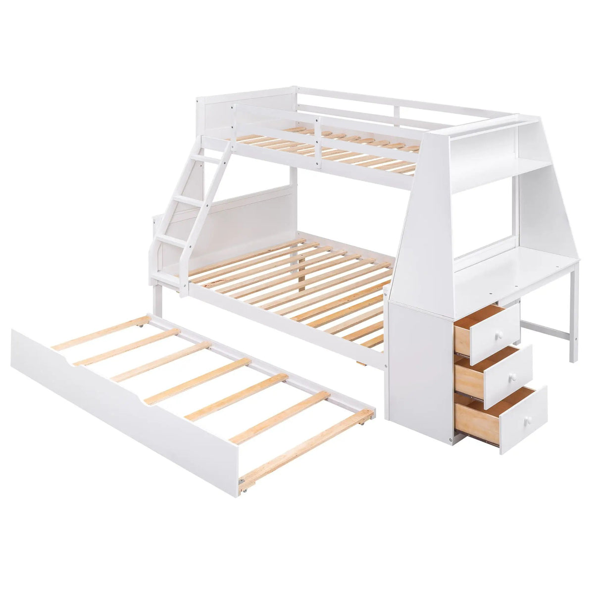 Bunk Bed | Trundle | Integrated Desk | 3 Storage Drawers