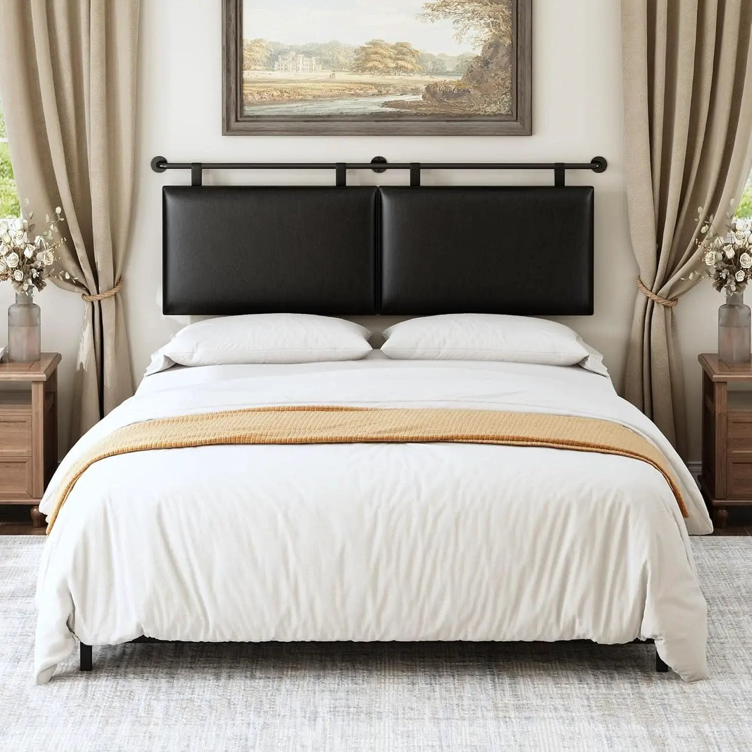 Queen Size Wall Mounted Headboard Industrial Pipe Design from PriceLows™