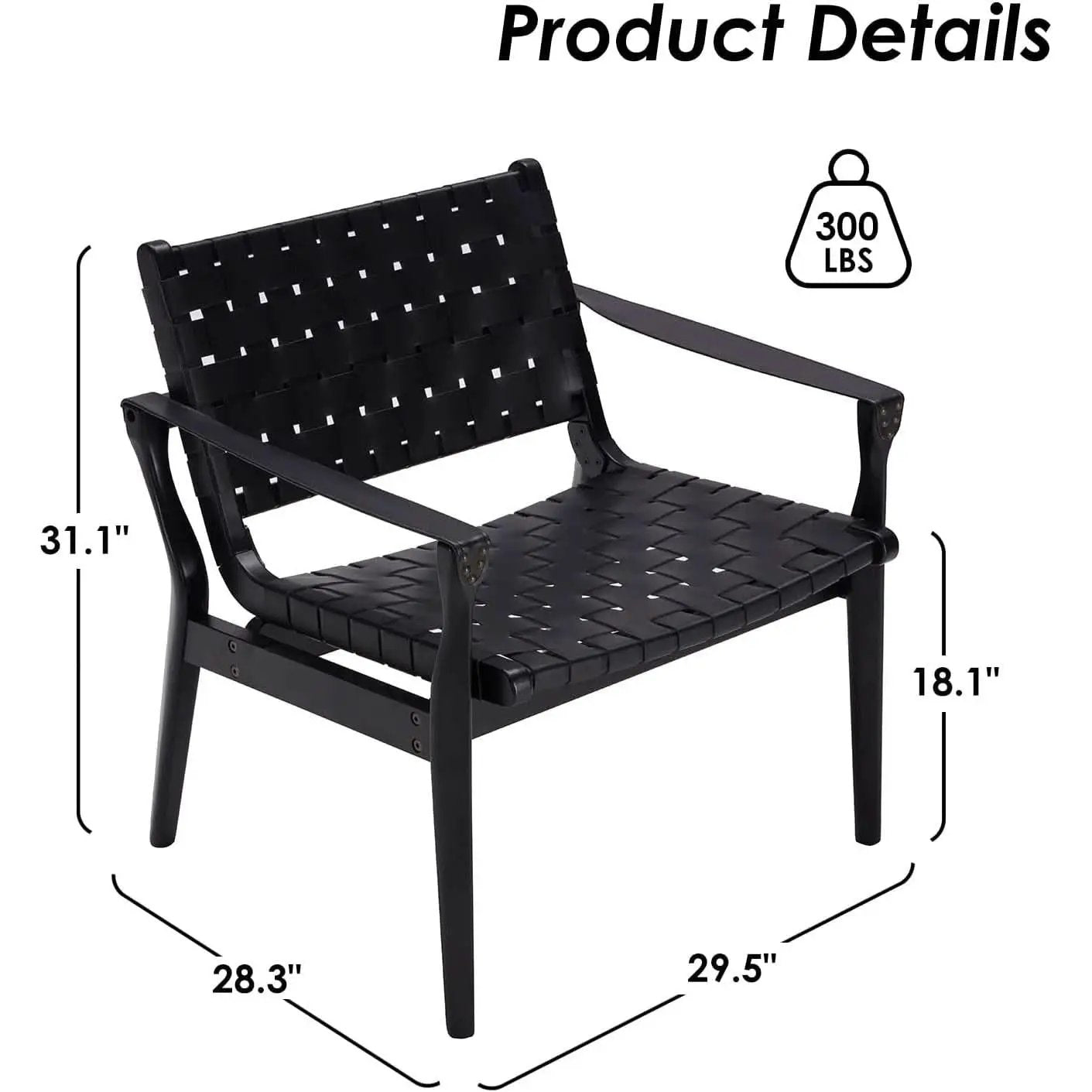 Scandinavian Woven Leather Chair With Natural Wood Frame from PriceLows™