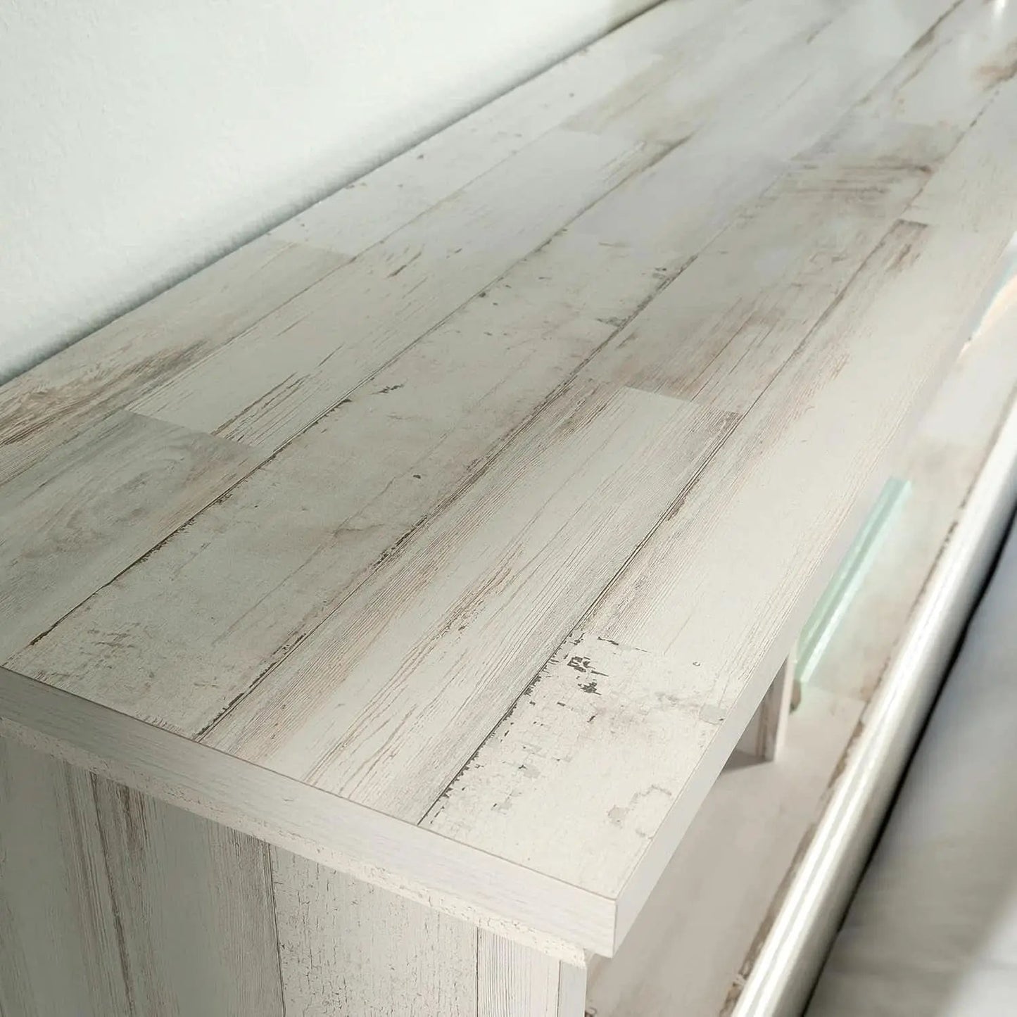 Versatile White Plank Headboard with Adjustable Storage Shelves from PriceLows™
