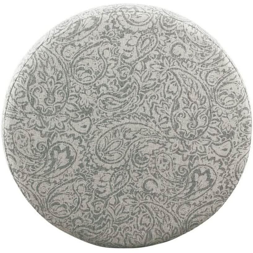 Gray Floral Storage Ottoman Large Round For Living Room from PriceLows™