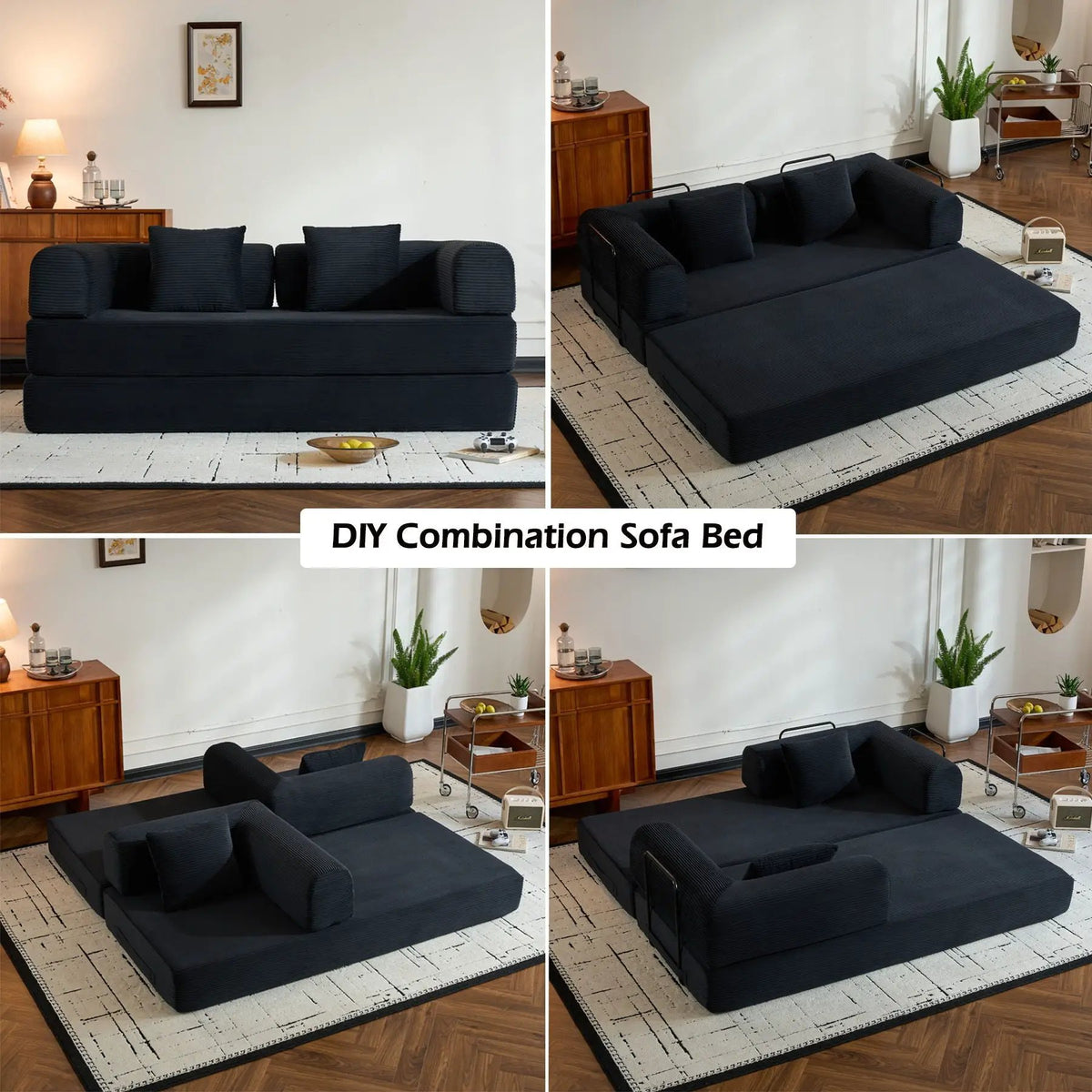 Convertible Sleeper Sofa Bed | 35D High Density Foam | 4 In 1 Design
