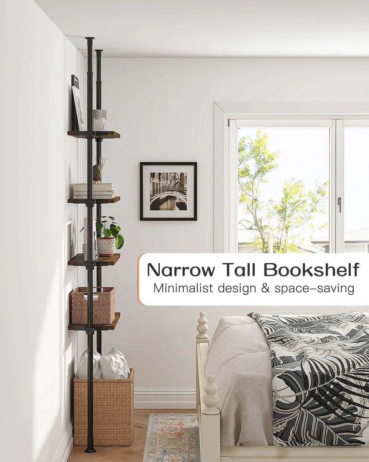 Adjustable Tall Narrow Bookcase 4 Tier Ladder 64 To 113 In from PriceLows™
