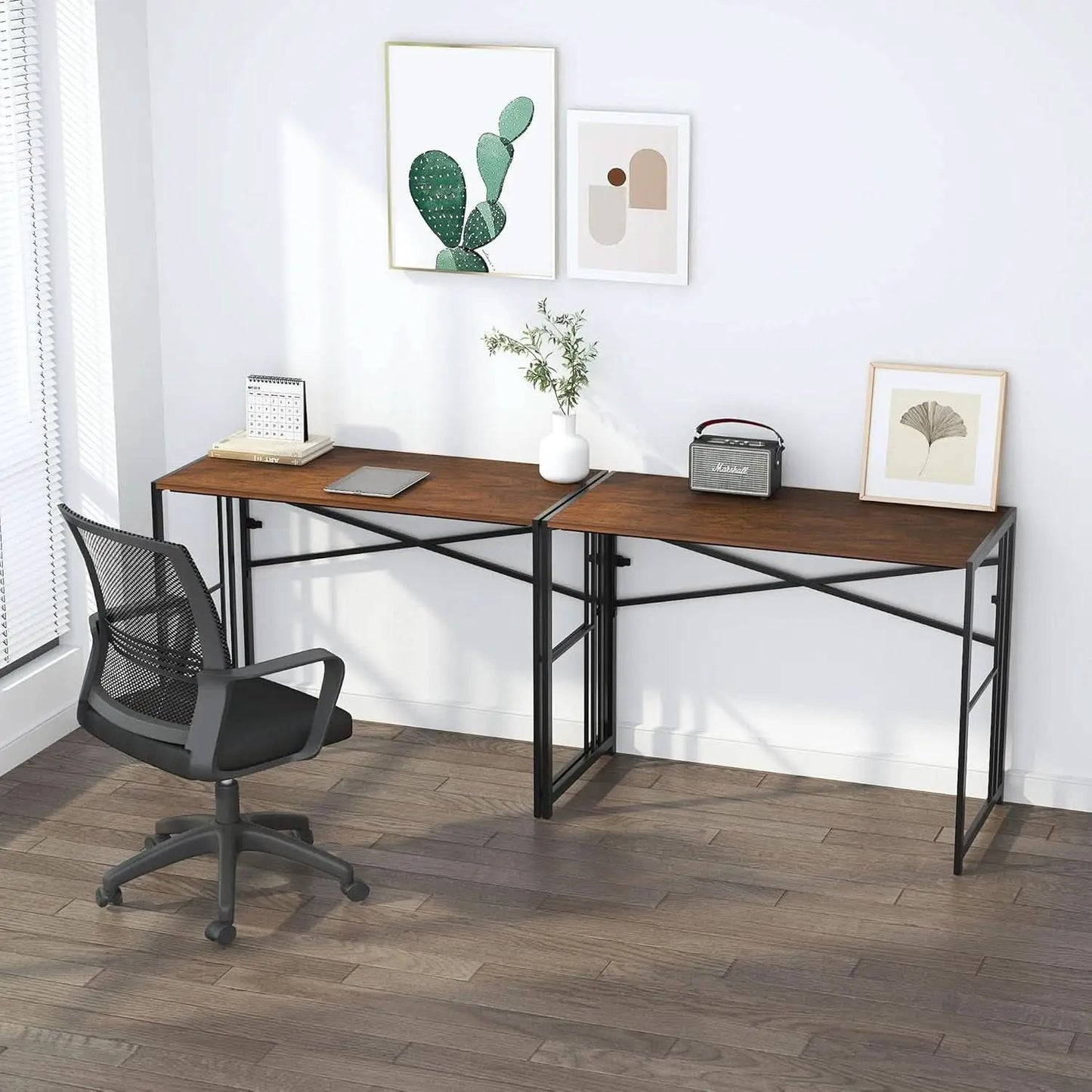 35 Inch Folding Computer Desk For Small Spaces Mahogany from PriceLows™