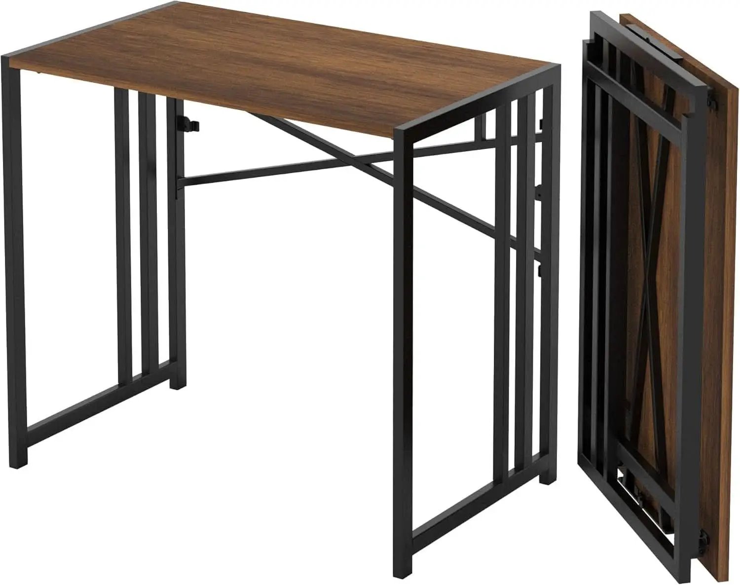35 Inch Folding Computer Desk For Small Spaces Mahogany from PriceLows™