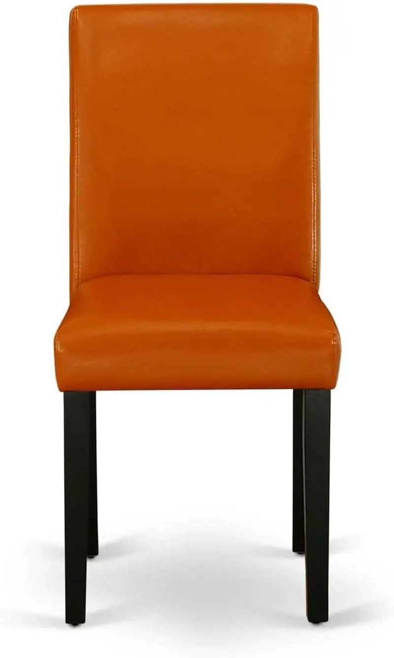 Parson Dining Chairs Black Faux Leather Upholstered Set Of 2 from PriceLows™
