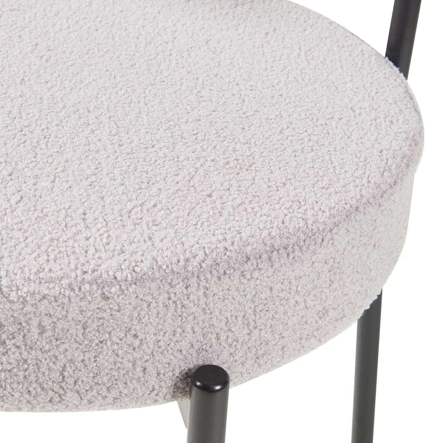 Round Upholstered Boucle Dining Chair Grey With Black Legs from PriceLows™