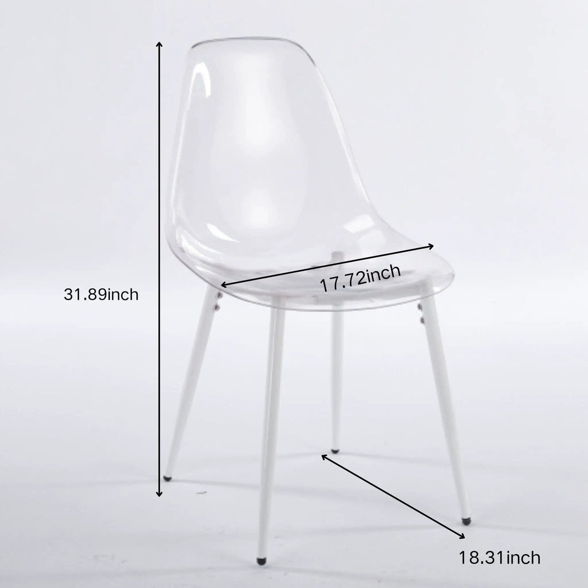 Transparent Dining Chair (Set of 4) Matte | 19.68 x 18.3 x 33.46 in | Metal | White