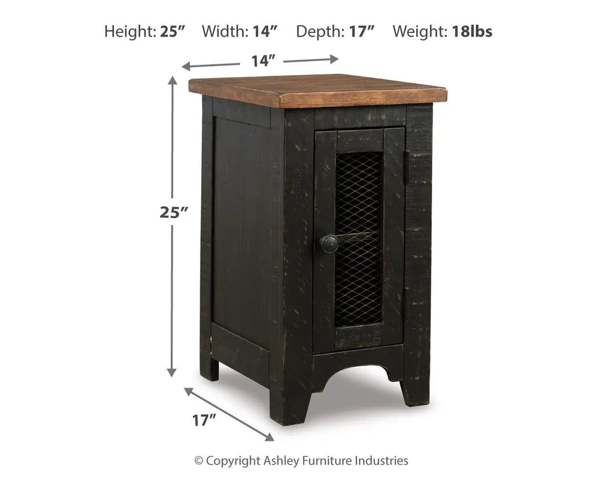 Valebeck Chair Side End Table | 14 x 17 x 25 in | Engineered Wood & Metal | Black / Brown