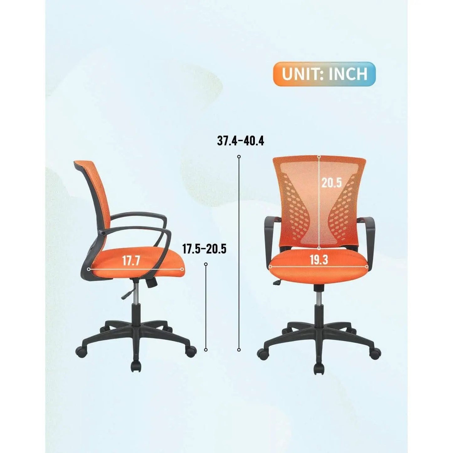 Ergonomic Orange Mesh Office Chair With Armrests Swivel from PriceLows™