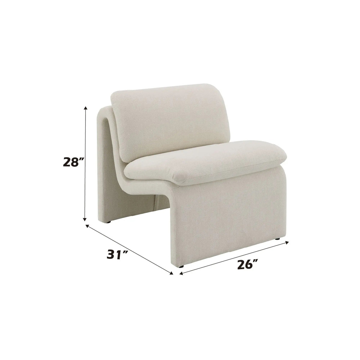 Jaeda Curved Accent Chair | Premium Fabric | Full Foam Cushions | Wooden Inner Frame
