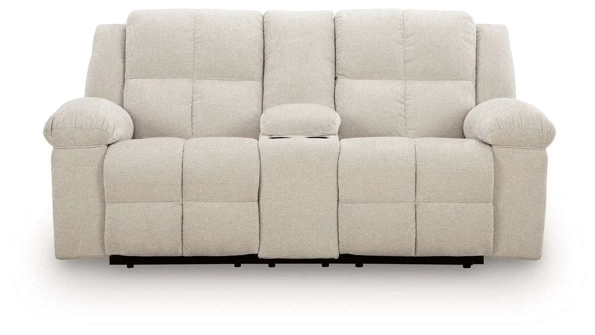 Orlen Double Reclining Loveseat With Console | 80 x 43 x 41 in | Fabric & Metal | Winter