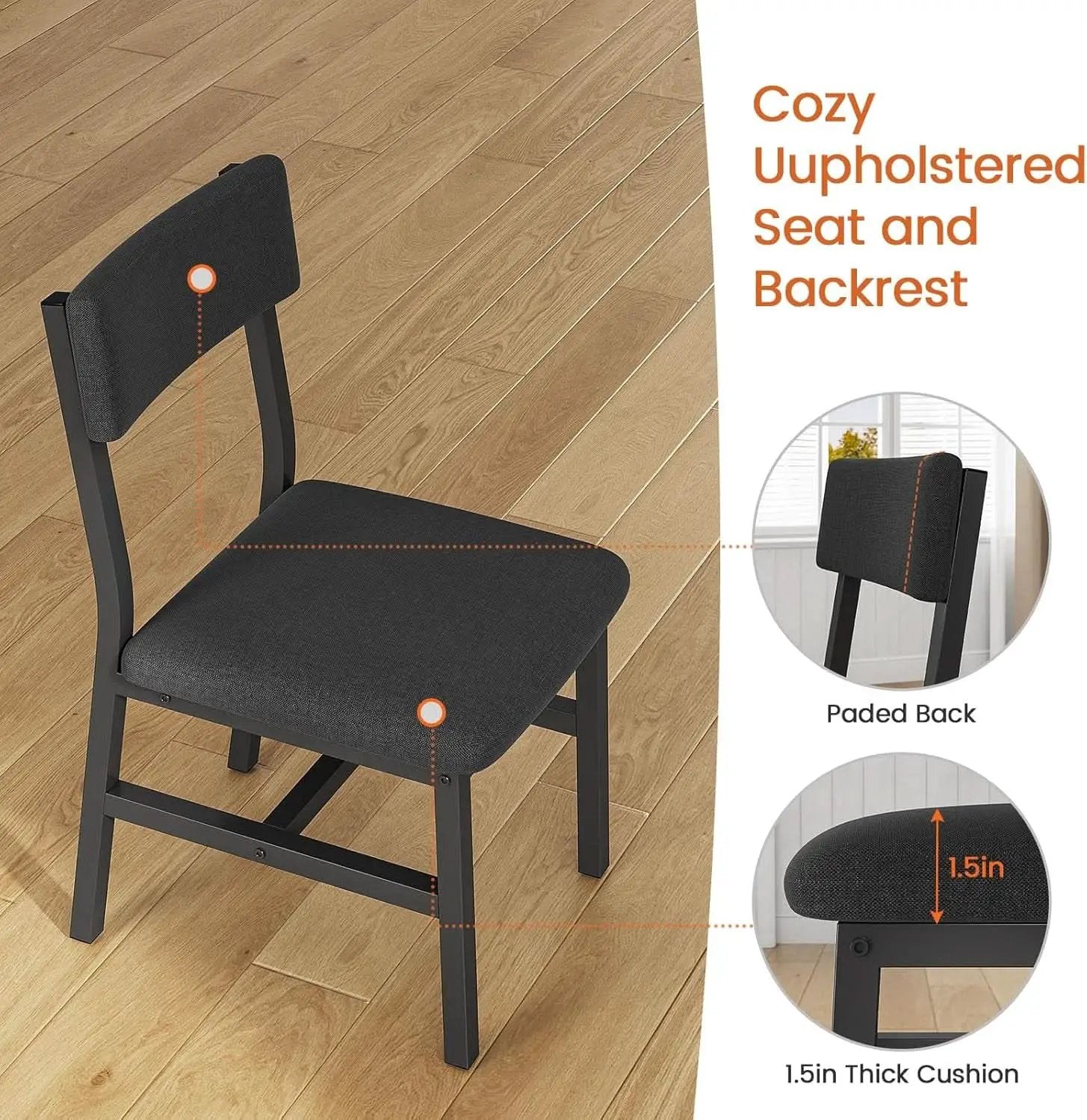 63 Inch Extendable MDF Board Dining Table Set Black Finish from PriceLows™