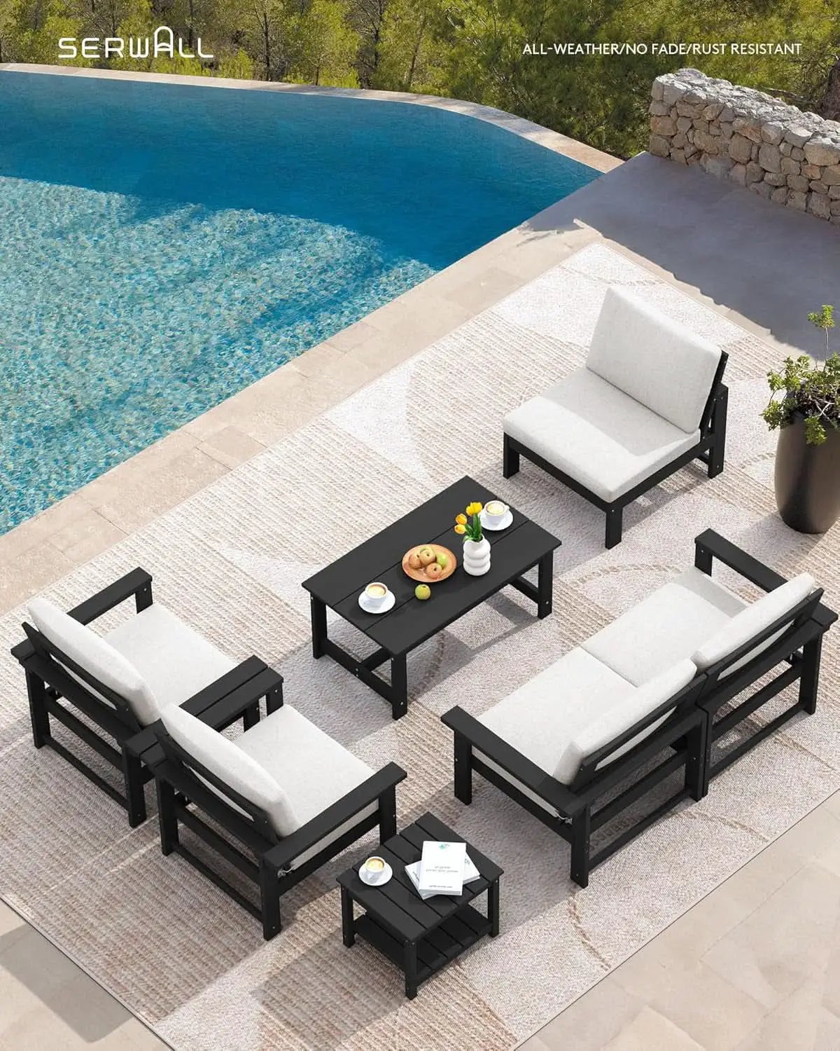 HDPE Outdoor Patio Furniture Set 7 Piece All Weather from PriceLows™
