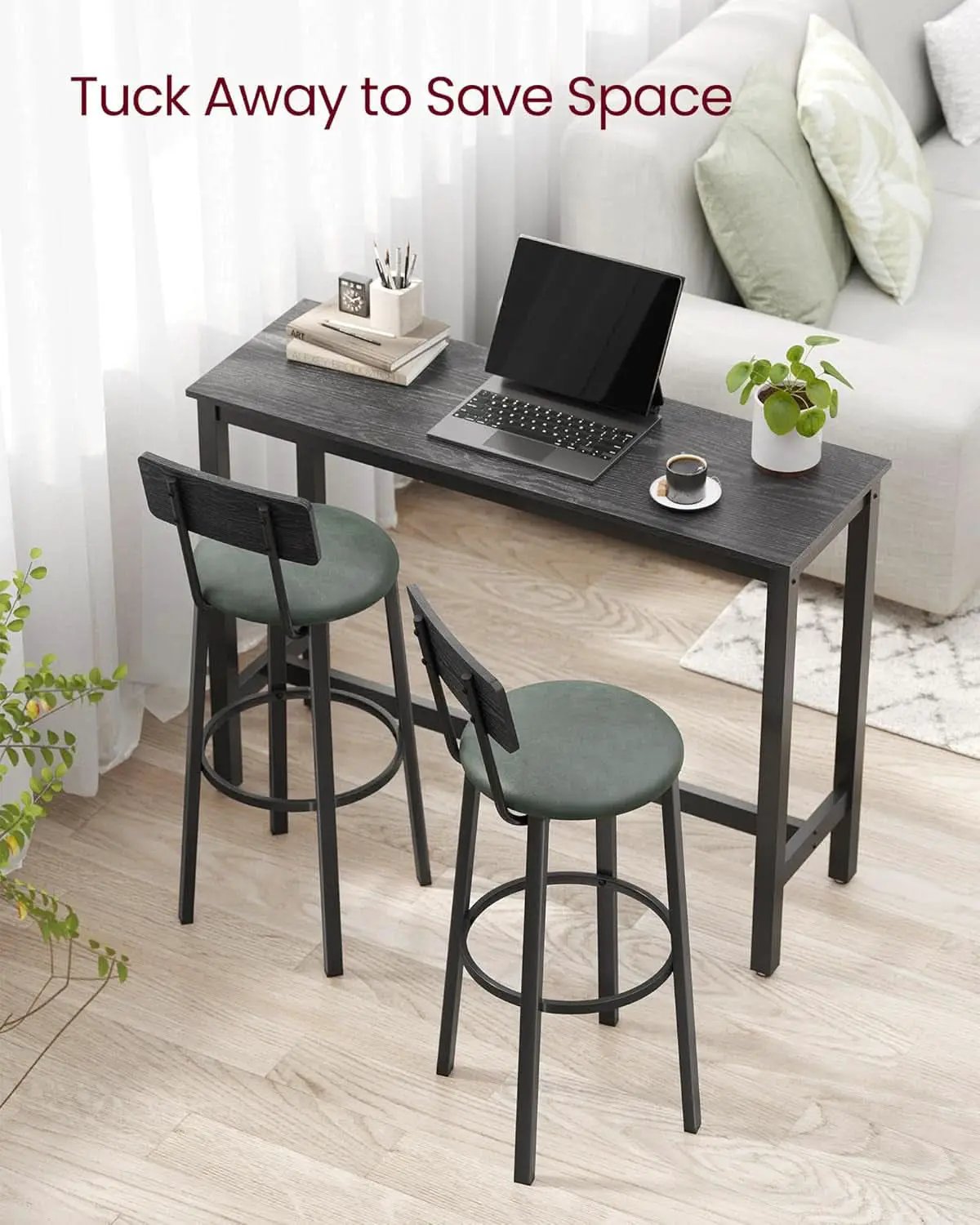 29.7 Inch PU Bar Stools Set Of 2 With Backrest And Footrest from PriceLows™