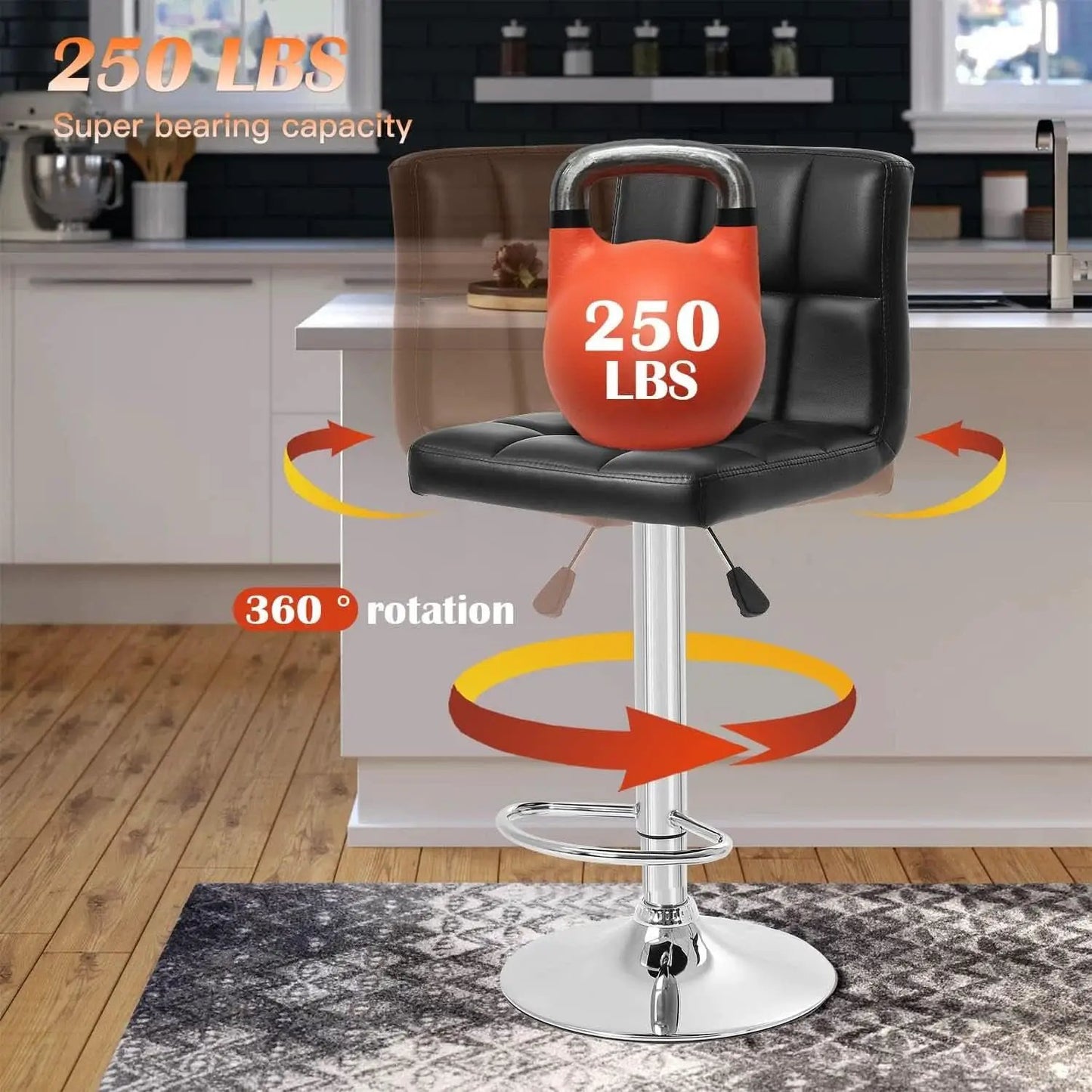 Counter Height Black Bar Stools Set Of 2 For Kitchen from PriceLows™