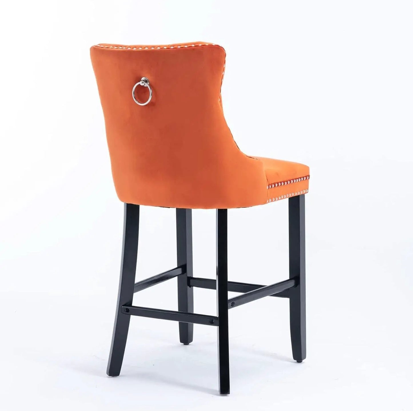 Wingback Velvet Bar Stools Set Of Two Orange Counter Height from PriceLows™