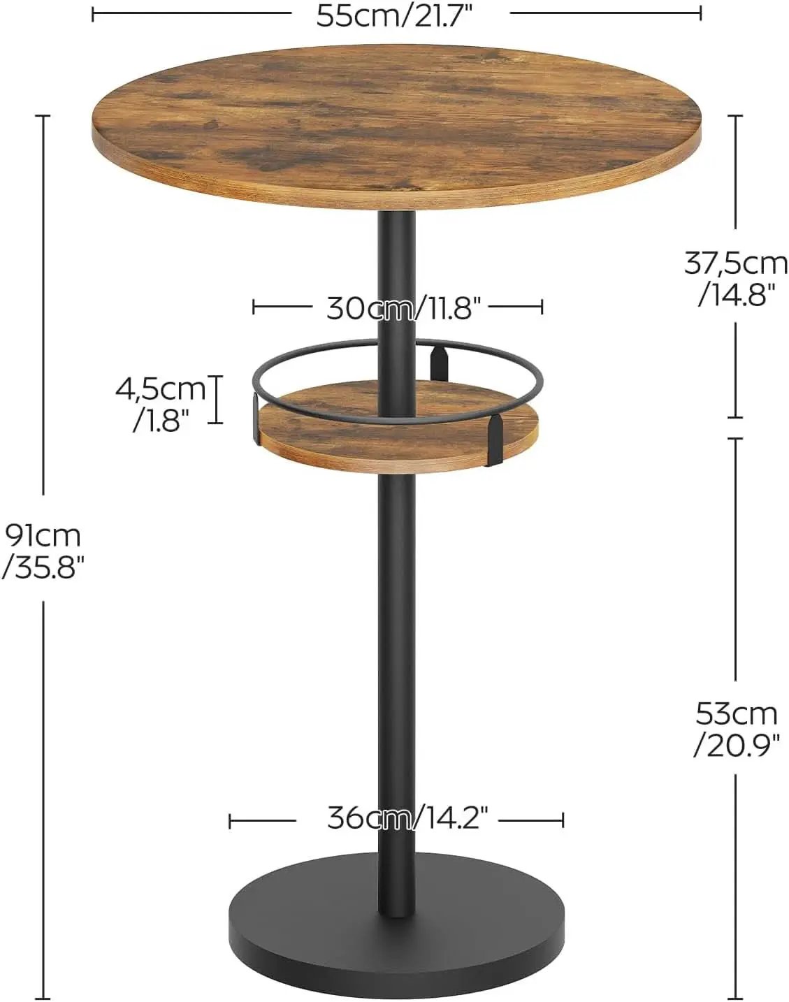 Round Industria lBar Table Set Two With Integrated LED Illumination from PriceLows™