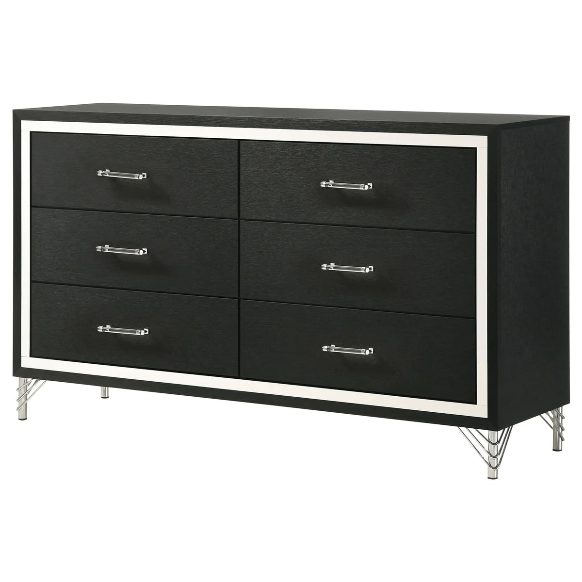Lucia 6-drawer Dresser Cabinet | 58.5 x 17.25 x 33.75 in | Metal | Black