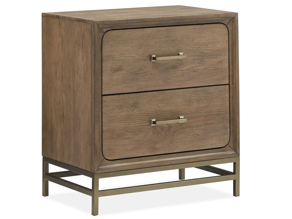 Lindon Drawer Nightstand | Belgian Wheat Finish | Knotty White Oak Veneer | Two Storage Drawers